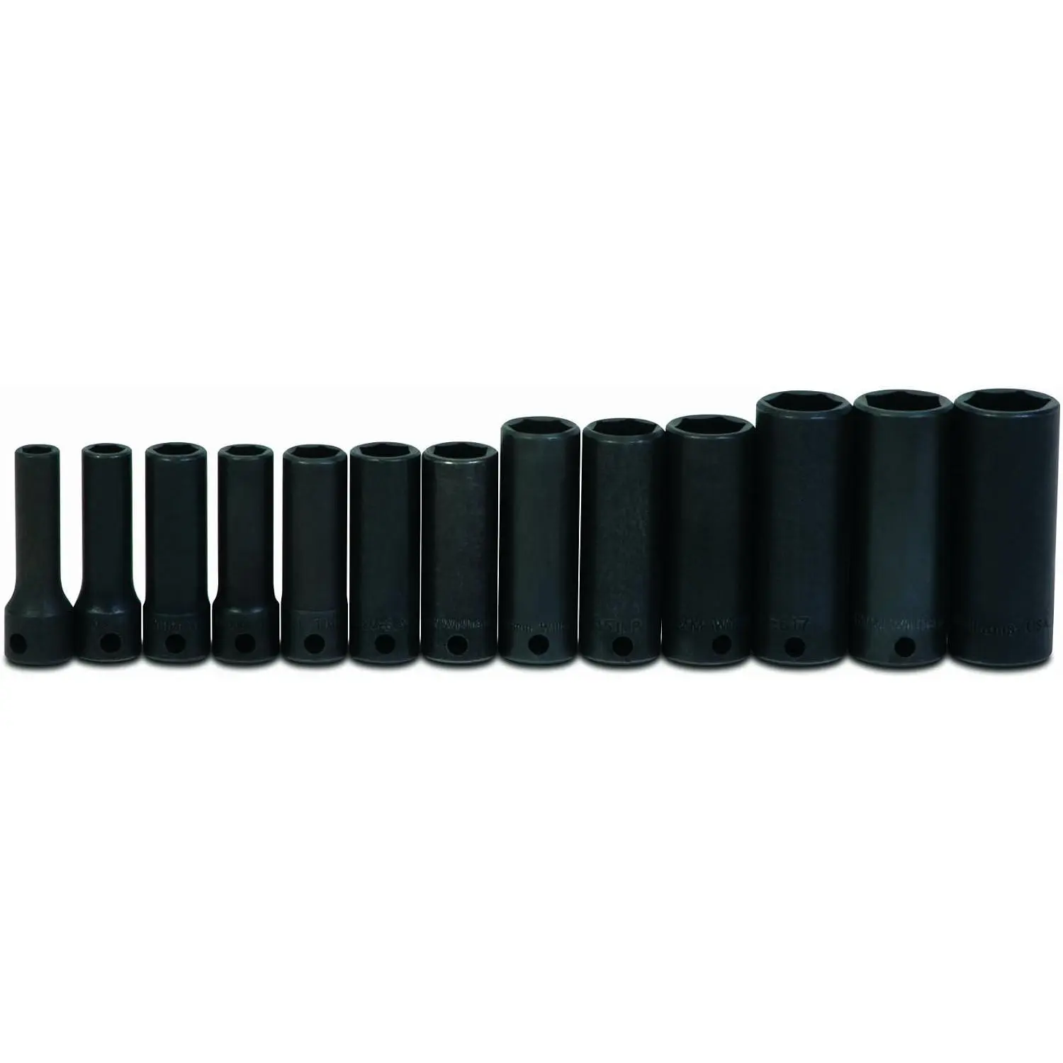 Williams JHWMS-12-13H SUPERTORQUE 13-Piece 3/8-Inch Drive Metric Deep Impact 6 Point Socket Set, Black Industrial Finish, Designed for Maximum Engagement on 6-Point Fasteners