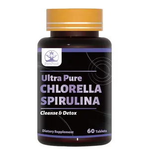 Ultra Pure Chlorella Spirulina, Protein, Chlorophyll, Vitamins and Minerals, Circulation Enhancement, Immune Support, 30 Day Supplement