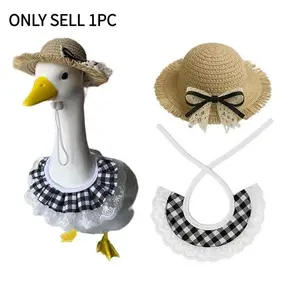 Porch Goose Decoration Set, Style Lace Plaid Porch Goose Dressing Kit, Outdoor Garden Patio Home Decor Suite