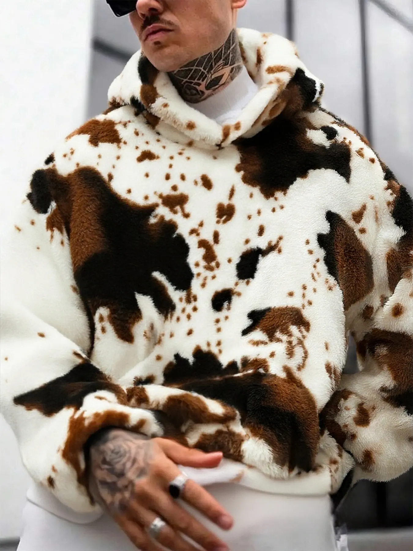 Unisex Street Style Vintage Casual Cowhide Fleece Camo Ombre Fitted Thick Warm Coat, Trendy Retro, Y2K Fashion, Couple Matching, Men's Gift, Long Sleeve, Camouflage, Menswear