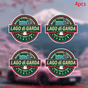 4pcs Lake Garda Italy Stickers, Durable Vinyl Car Decals for Doors Windows Laptops Furniture Bumpers, Decorative Auto Accessories