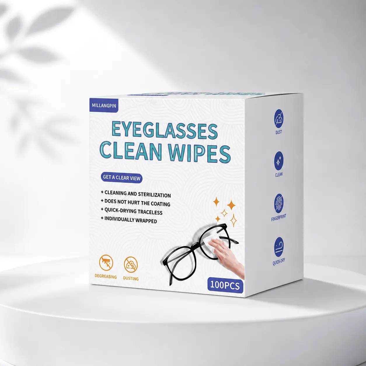 Individually Wrapped Lens Wipes, Pre-moistened for a Streak-Free Wipe Clean Finish - Scratch Resistant & Non-Toxic Cleaner for Eyeglasses, Sunglasses & Camera Lenses, Sports, Portable, Eyewear Users, 100 Pcs, Smooth, Single-Use, Ammonia-Free, No