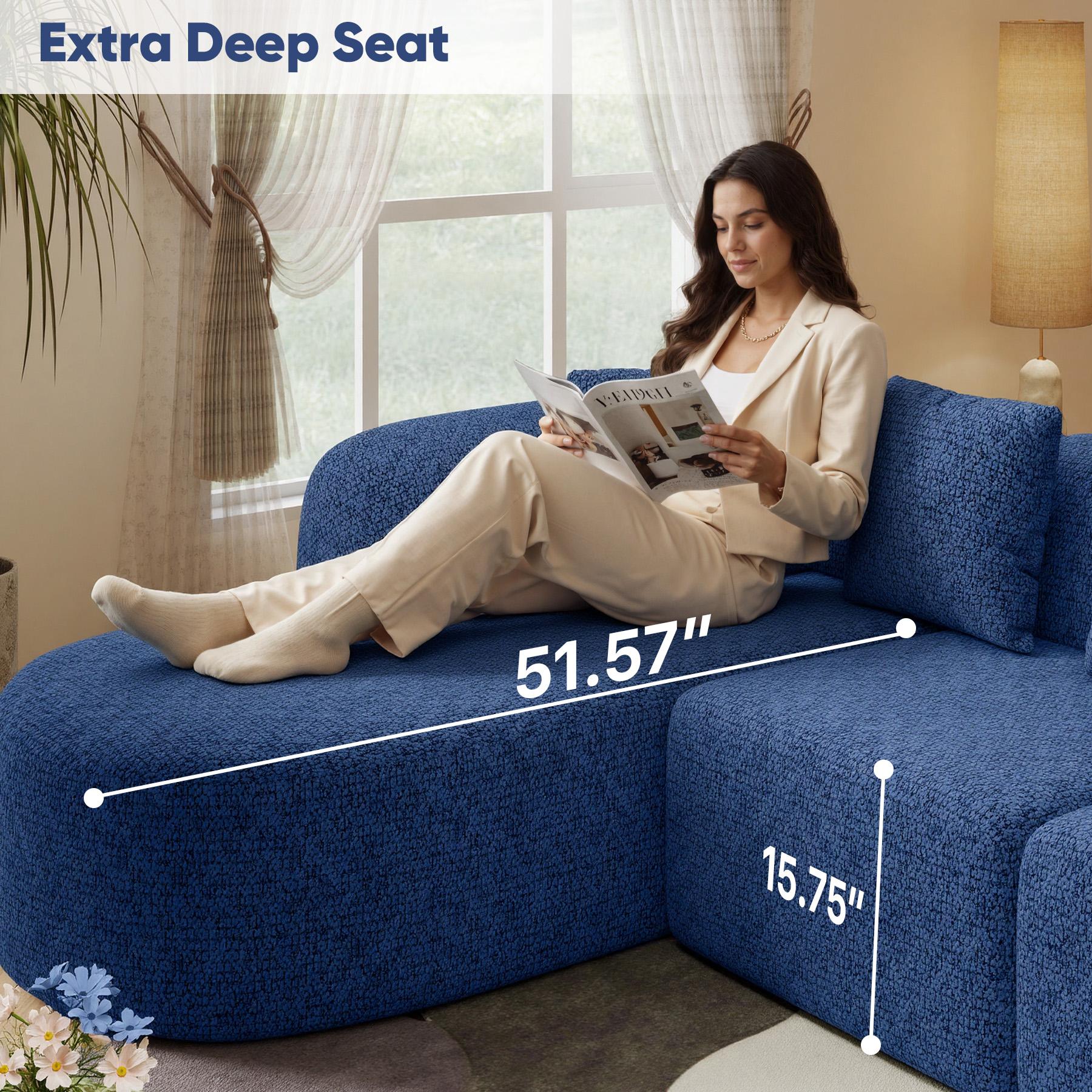 114 Inch Boneless Couches for Living Room,Modern Modular Sectional Sofa with Chaise,L-Shape Cloud Sectional Couch,No Assembly Required,Beige