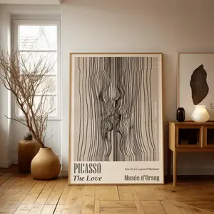 Abstract Picasso Line Drawing The Love Art Print, Neutral Picasso Poster, Mid Century Modern Gallery Wall, Minimalist Wall Art Teen Room Decor Poster