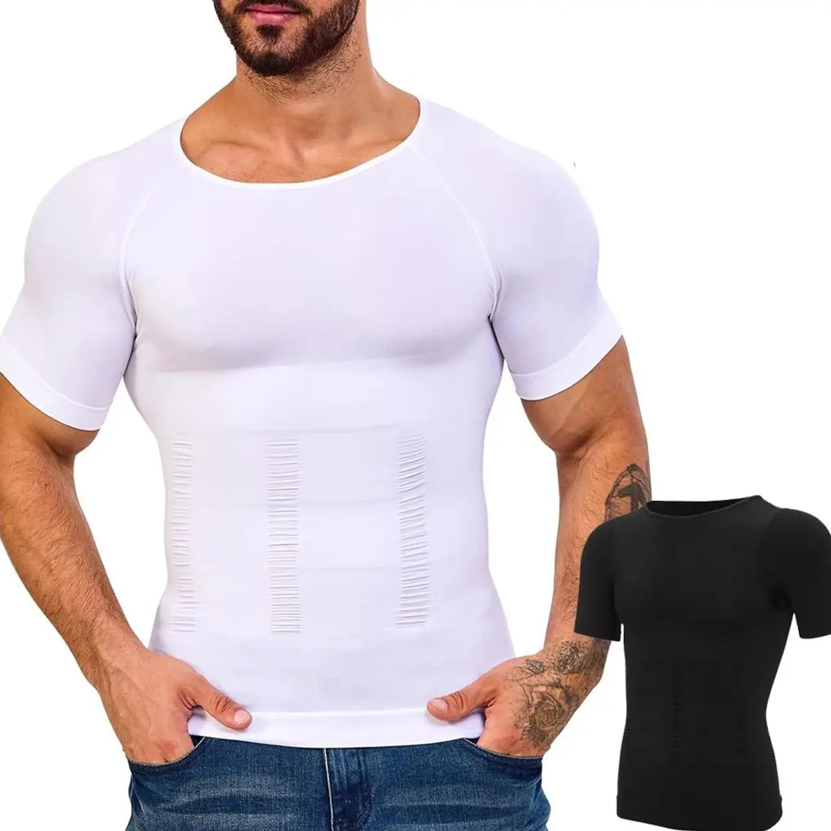 1/2/3/4 Pack Menswear Shapewear Body Shaper Compression Undershirts Lightweight Breathable Comfort Underwear Workout Tank Top Stretchy Vest Fitness Shirt Elastic Fabric Natural Plain Dress Formal Casual Mesh Soft