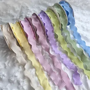 1roll/10yard, Chiffon Ribbon, Handmade Edge Ribbon Ruffled Sheer Lace Style For Wedding Invitations And Gift Packaging, Birthday Parties, And Bridal Bouquet Decoration