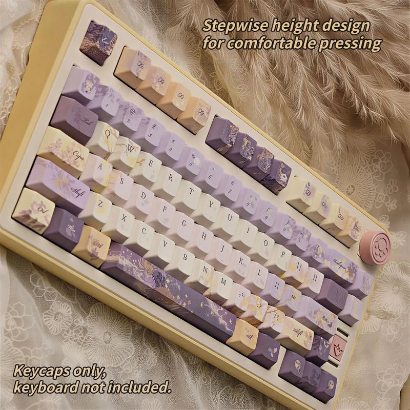 New "Osmanthus Over Longs" Themed 120-Key PBT Keycaps, CHERRY Profile Design Mechanical Keyboard Keycaps with 5-Side Dye-Sublimation Full-Color Craftsmanship, Wear-Resistant & Anti-Shine Mechanical Keyboards.