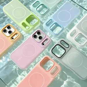 For iPhone 17 Pro Max 16 Pro 15 14 13 12 11 Magnetic (not strong) Defender 2 In 1 Dual Layer Jelly Soft Matte Clear Silicone + Candy Color-Blocking PC Hybrid Magsafe Wireless Charging Case Frosted Shockproof Bumper Luxury Back Cover