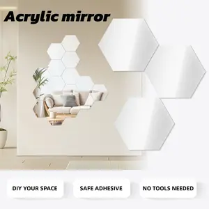 Hexagon Acrylic Mirror Wall Sticker Set, Wall Art Stickers, Adhesive Backing, 6/8/30pcs Geometric Decorative Mirrors, Self-Adhesive Soft Wall Decals for Home Decoration