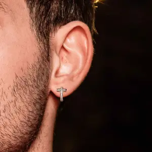 FaithHeart Cubic Zirconia Cross Hoop Earrings Copper