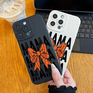 A MAMA Basketball Bowknot Pattern Phone Case, TPU Shockproof Full Protection Case, Suitable for iPhone 17/16/15/14/13/12/11 PRO MAX PLUS AIR E XS and PROMAX MINI, Ideal Gift for Friends and Family, MS1771