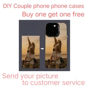 Couples Photo Silver Custom Phone Case for iPhone 12–17, Full Model Compatibility, Drop Protection Case, Romantic Gift Exclusive for Couples