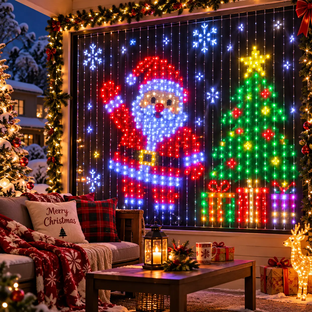 Smart Programmable LED Curtain Lights, RGBIC Color Changing App-Controlled Window Fairy Lights with DIY Custom Text & Patterns for Home Decor, Bedroom, Party & Holidays