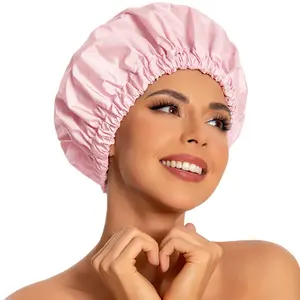 Reusable Women's Shower Cap Large Waterproof Shower Cap Washable Elastic Band Shower Cap Long Hair Braid Shower Cap