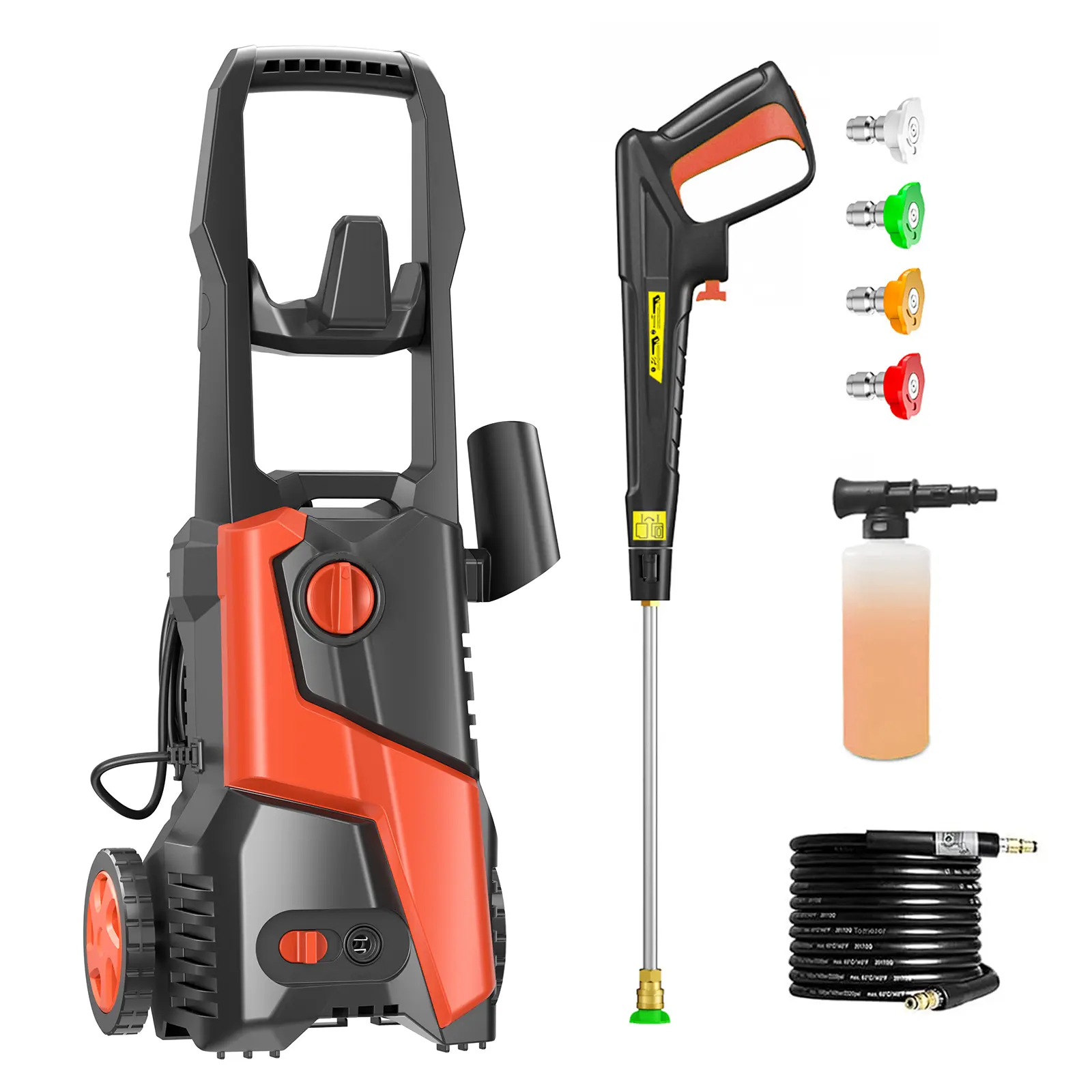 Electric Pressure Washer 4200PSI MAX 2.5GPM, Retractable Hose Reel, Versatile Cleaning, Multi-Purpose Cleaning Performance, with 4 Adjustable Nozzle, 500ML Soap Bottle, Stainless Steel Lance, Automatic Total Stop System for Car, Home Cleaning