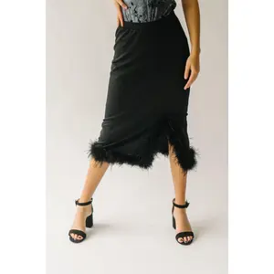 The Atkinson Fur Detail Skirt in Black