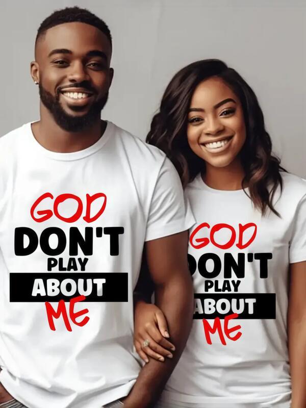 Unisex Front Slogan Letter Print Hooded Sweatshirt "God Don't Play About Me" Inspirational Faith Sweatshirt T-Shirt Hoodie Christ Christian Tops