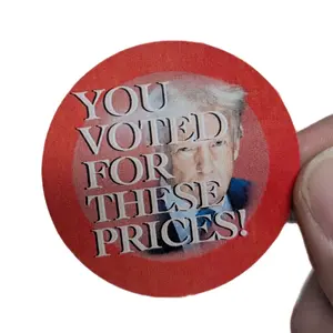 DJTrump You Voted for These Prices! Stickers - Donald Trump Economy Tariffs Red Design