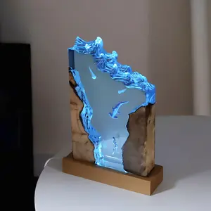 A Unique Marine Shark Resin Lamp: Artistic Fluorescent Fountain Decorative Night Light, USB Plug (multiple Light Modes Adjustable), Soft And Energy-efficient Lighting, Suitable For Room Decor And Gifts
