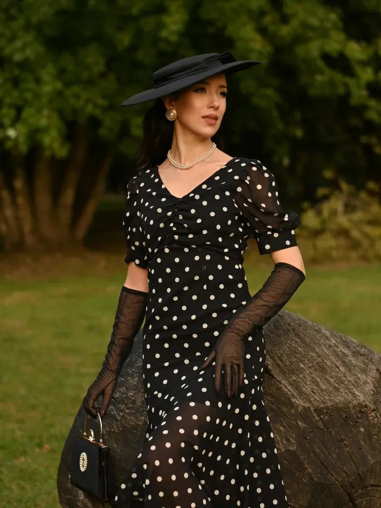 RETRO STAGE Women's 1930s Chic Elegant Black Polka Dot Short-Sleeve Mermaid  Dress - Casual Dresses for Casual Fashion Outfit - TikTok Shop