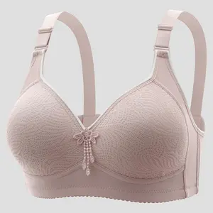 HG-Women’s Push Up Wireless Bra 6PCS Jacquard Seamless Comfortable Breathable Adjustable Straps Soft Everyday Lingerie Underwear