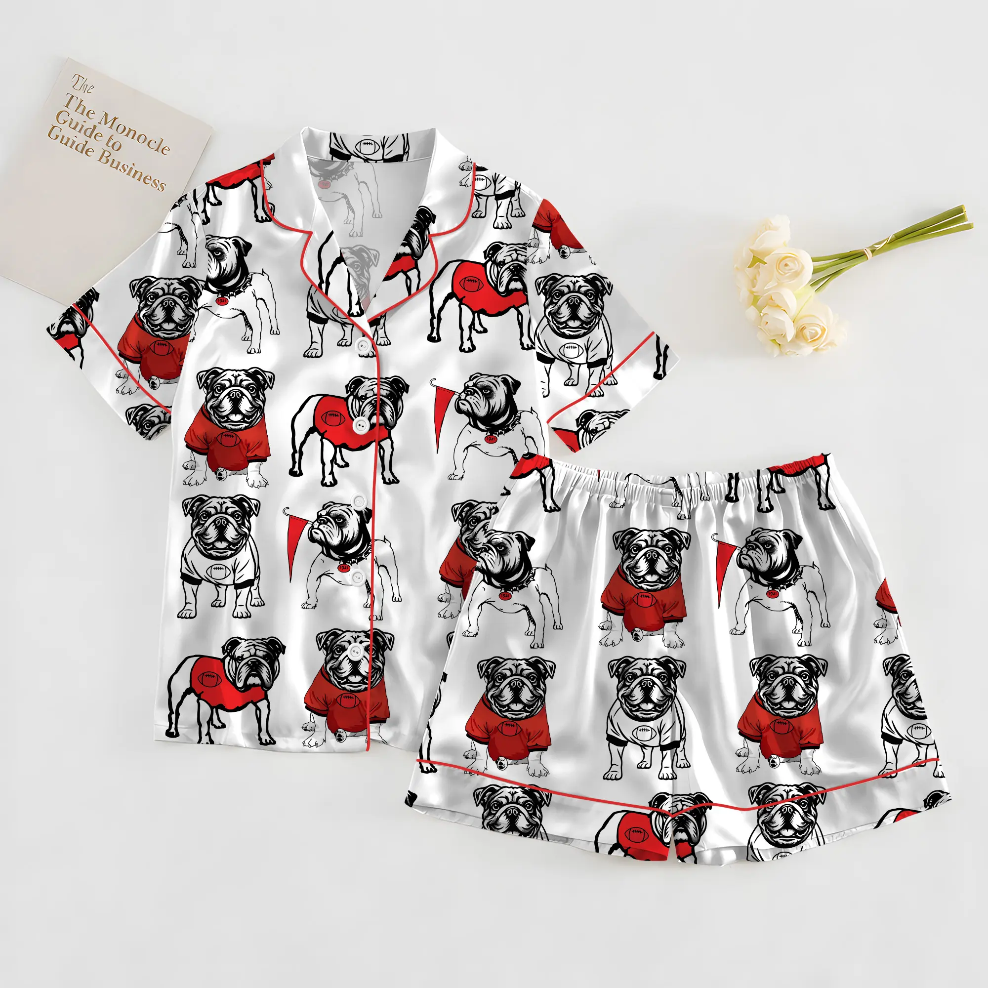 Bulldogs Football Satin Pajama Set: Women's Luxury Sleepwear