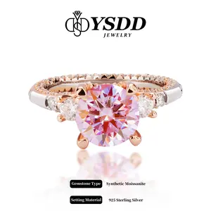 【#149 Sakura Pink】1-3Carat Sakura Pink Synthetic Moissanite Rings in 925 Sterling Silver