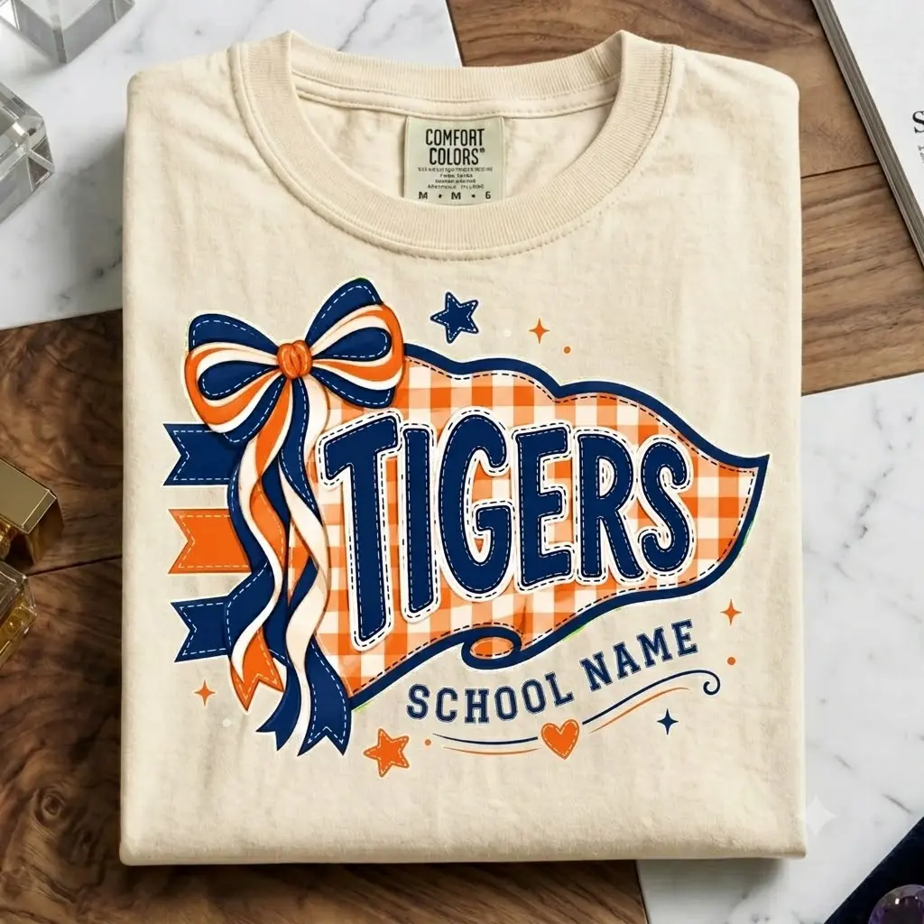 Custom School Spirit Shirt, Personalized Mascot Tee, Coquette Varsity Shirt