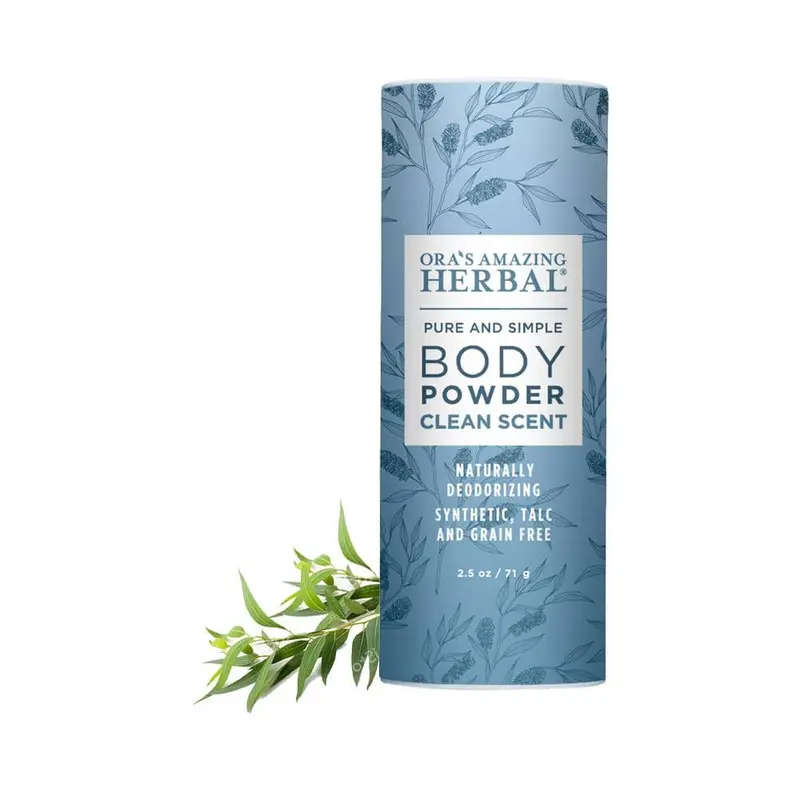 Talc Free Body Powder, Clean Scent, Lightly Scented with Essential Oils of Eucalyptus Spearmint Cedar Lemongrass