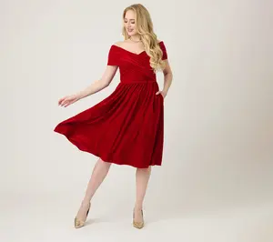 Unique Vintage Burgundy Shirred Velvet Swing Dress