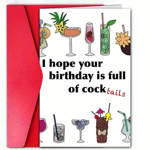Humorous Birthday Greeting Card, 1 Count Colorful Cartoon Pattern Greeting Card with Envelope, Creative Greeting Card for Friend & Family, Fun Party Cards, Birthday Card Funny