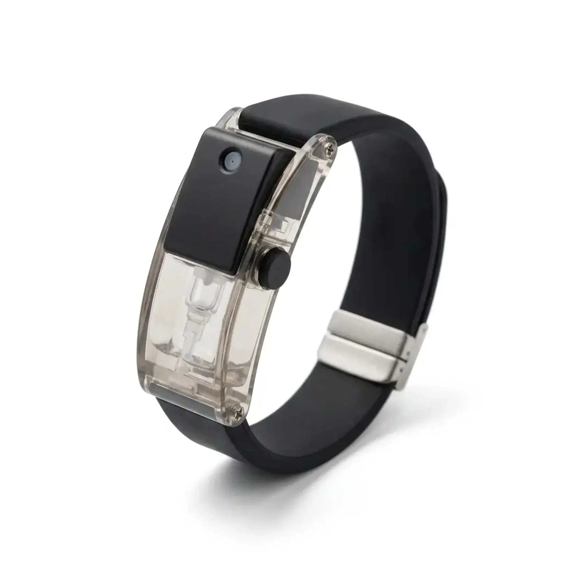 Refillable Perfume Spray Bracelet - Wearable Fragrance Wristband with Hidden Mist Nozzle & Refill Tool, Adjustable Unisex Black Band, Portable Travel Atomizer Gift