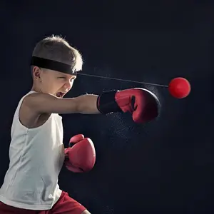 Boxing Reflex Speed Ball with Headband, Rubber Punching Ball, Adjustable Head-Mounted Reaction Training Ball for Agility & Speed Training, Ideal for Boxing, Sanda, Stress Relief, Fitness & Outdoor Sports for Kids & Adults