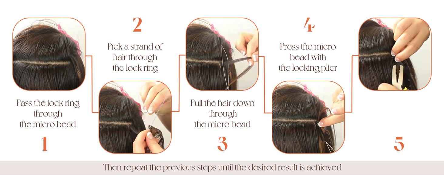 Sunny Hair Beaded Weft Human Hair Extensions Black Micro Weft Hair Extensions Human Hair Straight Hair Extensions Beaded in Human Hair Sew in Extensions for Women Real Hair