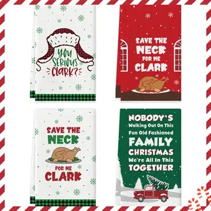4pcs Christmas kitchen towels, Hand Waffle Towels, snowflake Christmas hats, roasted turkeys, hand towels, tea towels, cleaning towels, suitable for kitchen decoration, party home decoration, gifts, Towel Set, Reusable Polyester Towel