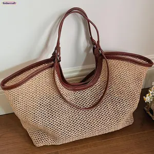 Summer 2026 Woven Straw Tote Bag for Women, Large Capacity Shoulder Beach Bag, Lightweight Durable Oversized Handbag, Boho Aesthetic Vacation Travel Tote Purse for Daily Casual Use