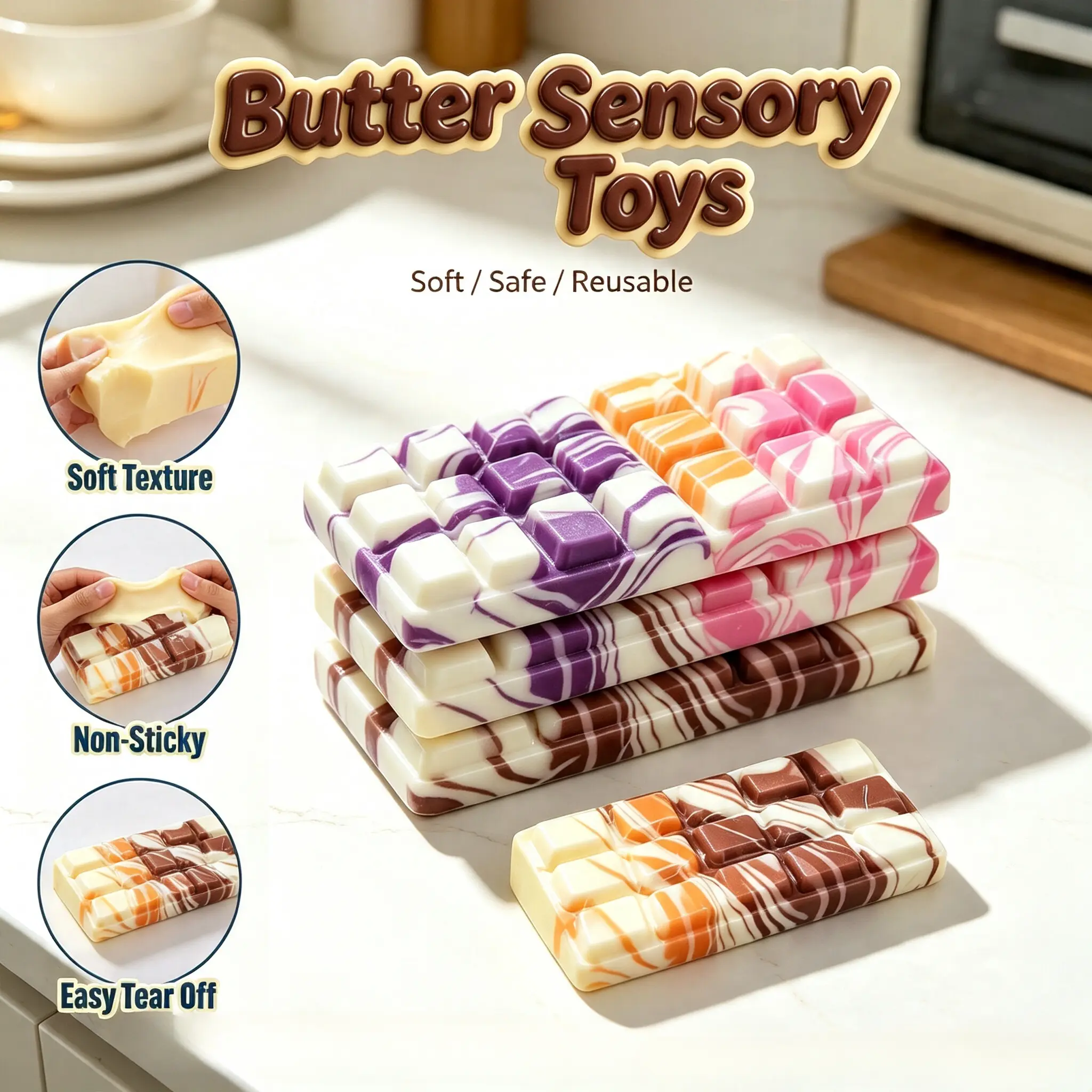 American-Style PU Super Soft Butter Stick Stress Relief Toy - Slow-Rebound, Finger-Licking Creative Food-Shaped Toy