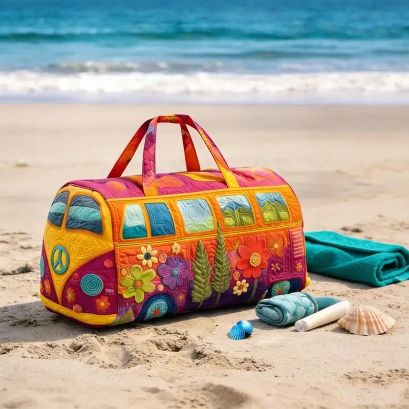 18 inch*9 inch*9 inch Unisex Boho Quilted Weekender Travel Bag, Lightweight & Comfortable, Hippie Design