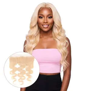 Blonde Body Wave 13x4 Transparent Lace Human Hair Frontal - 100% Virgin Hair, #613 Blonde, Pre-Colored, Ear-to-Ear Coverage, Soft & Full Bounce