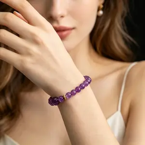 Natural Amethyst Bracelet|Study & Wisdom, Career & Nobility Luck, Single Wrap Hand Chain, Women's Feng Shui Jewelry, Five Elements Fire Enhancement