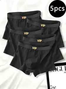 Men's underwear with VIP stylish waistband design, basic black style, comfortable and sweat-resistant, suitable for home, sports and daily wear