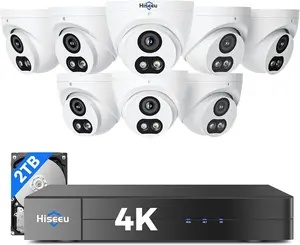 【121°Wide View+4K HD】 4K Security Camera System, 8 Pcs 8MP PoE Security Camera Outdoor&Indoor, No Monthly Fee, Human Vehicle Detect, Smart Playback, 2TB Hard Drive for Surveillance 7/24 Record