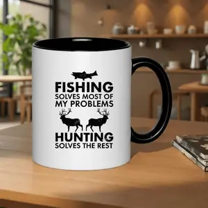 Hunt The Grunt Mug, Funny Hog Hunting Coffee Mug, Wild Boar Hunter Graphic Mug, Camo Hunting Cup, Ceramic Mug for Hunters, Gift for Hog Hunting Lovers