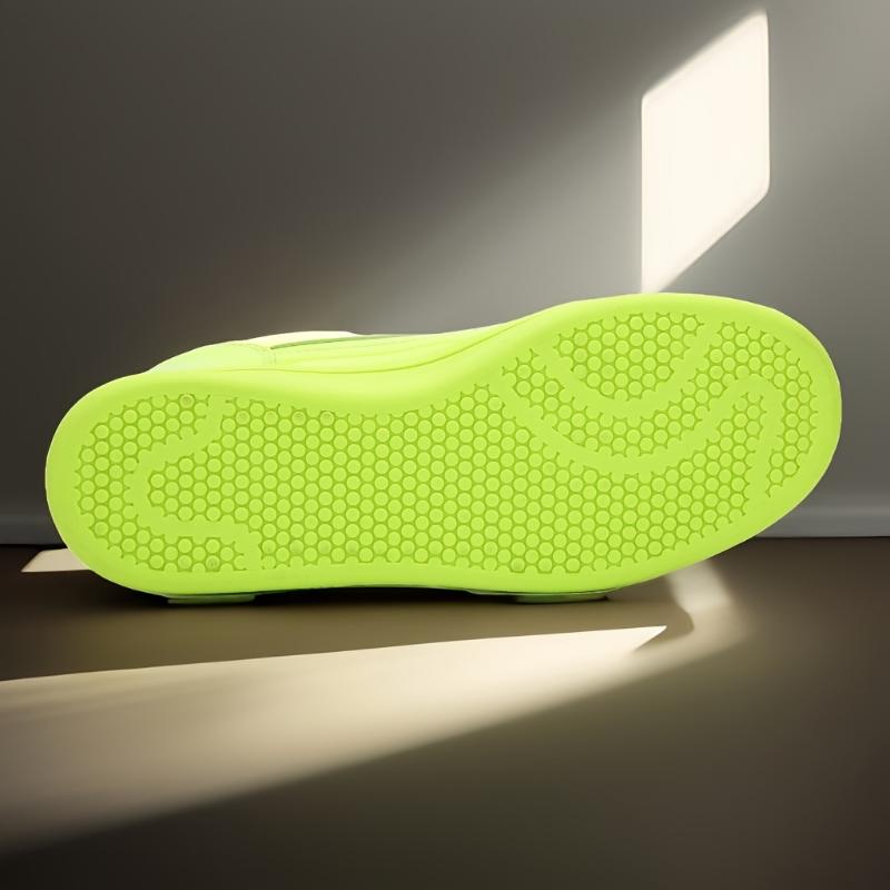 Women's Vibrant Neon Green High-Top Sneakers - Retro 80s Style, Faux Cover, Removable Insole, Hook & Loop Closure, Casual Tennis Shoes for All Seasons, Casual Footwear | Trendy Footwear | Laceup Closure