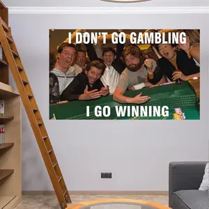 Banger - Hangover the Movie Elevator Scene "IDON'T GO GAMBLING IGO WINNING " College Dorm Room Frat Flag Banner 3x5 Feet