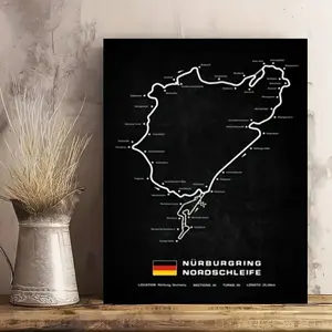1pc Nurburgring Nordschleife Track Map Wall Art - Iconic German Race Circuit Poster Print, Motorsport-Themed Decor for Home, Office, for Cave & Racing Fans Gift, Christmas Decor