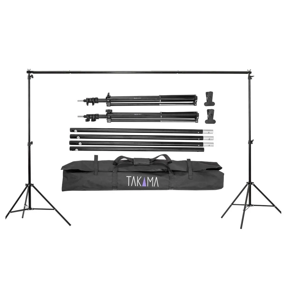 Takama Portable 10Ft Adjustable Height Photo Video Studio Backdrop Support System, Light Stands with Background Holder Complete Kit, Accessories