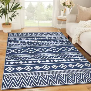 GARVEE Soft Area Rugs, Anti Slip, Washable, Pet Friendly, Boho Modern Carpet for Living Room Bedroom in Various Sizes (5'x7', 8'x10', 9'x12') and Colors (Blue, Black, Grey)