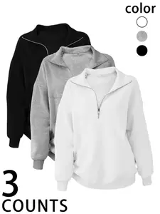 Women's Loose Fit Zipper Pullover Sweater, Reunion School Wear, Graduation Teacher, Casual Daily Clothing, Fall Fashion, Sweatshirts
