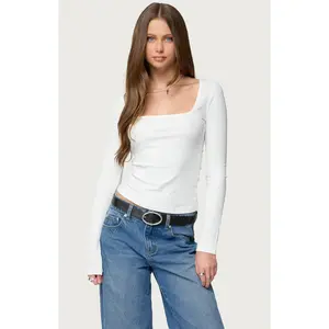 Edikted Women's Zandra Square Neck Ribbed Top